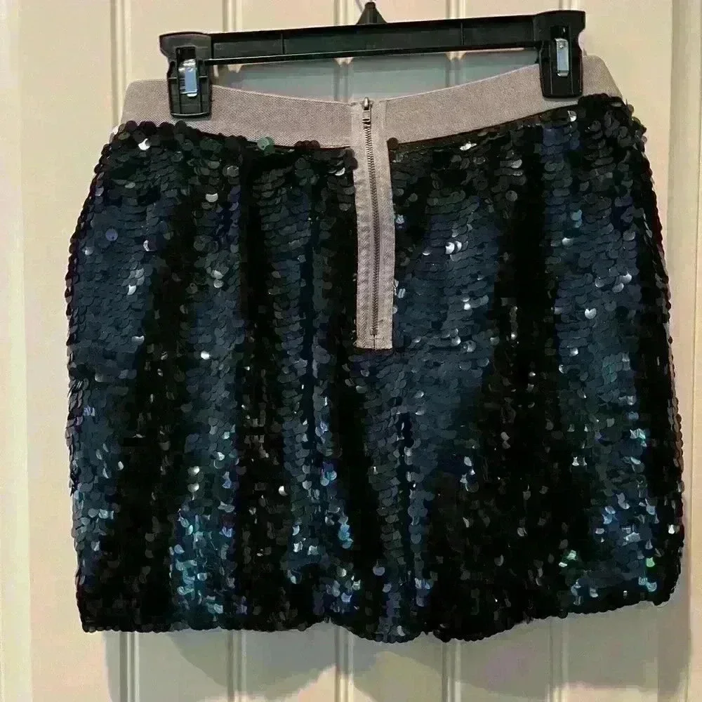 Poof Couture Black Sequin Mini Skirt Ladies Size Medium NWT Holiday Perfect - Picture 3 of 8